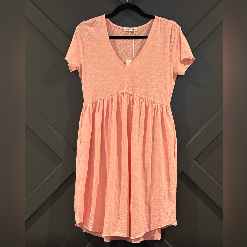 NWT Mododoc Blush Pink V-Neck Babydoll Dress